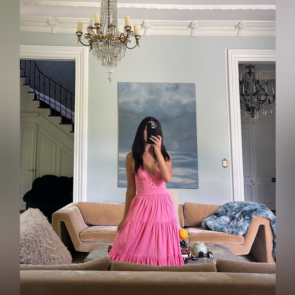 Poppy Midi Dress in Watermelon Pink Tularosa revolve XS